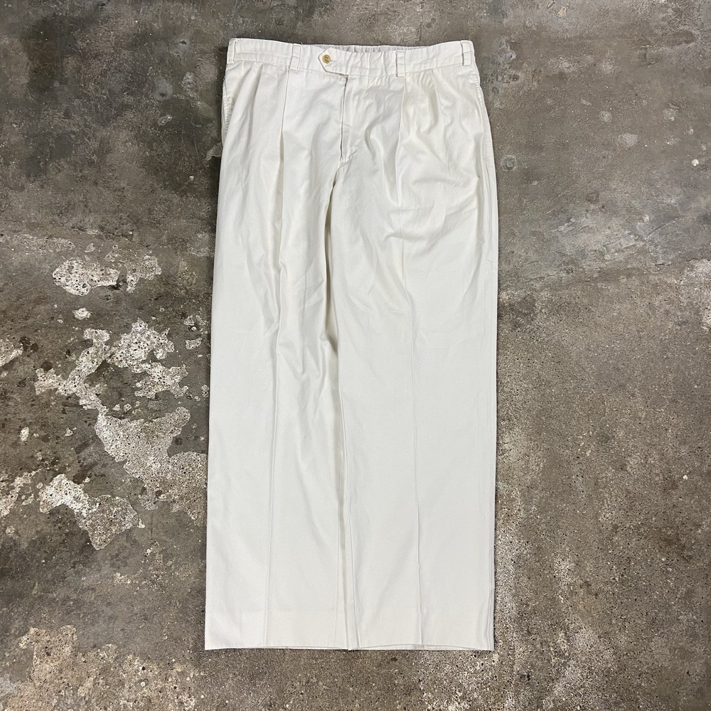 Vintage 90s Bills Khakis Chino Pants Size 36 Light Beige‎ Pleated Straight Fit